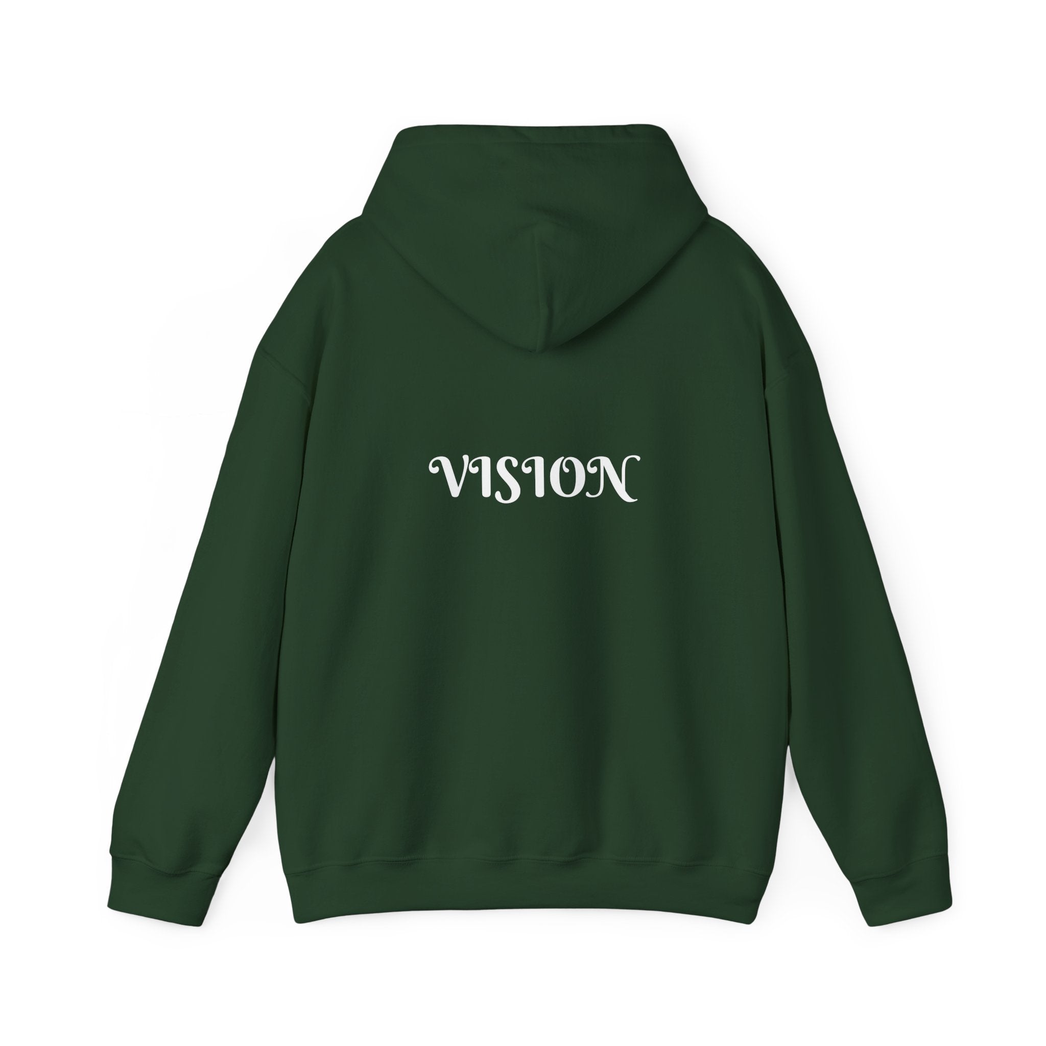 Vision Roots faith hoodie in Dark Green — Proverbs 29:18 unisex hoodie