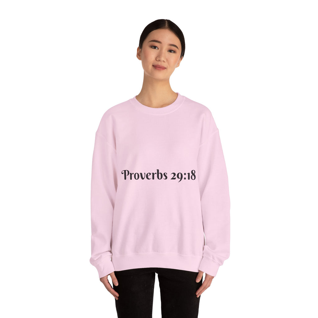 "Proverbs 29:18 unisex sweatshirt in Pink by Vision Roots"