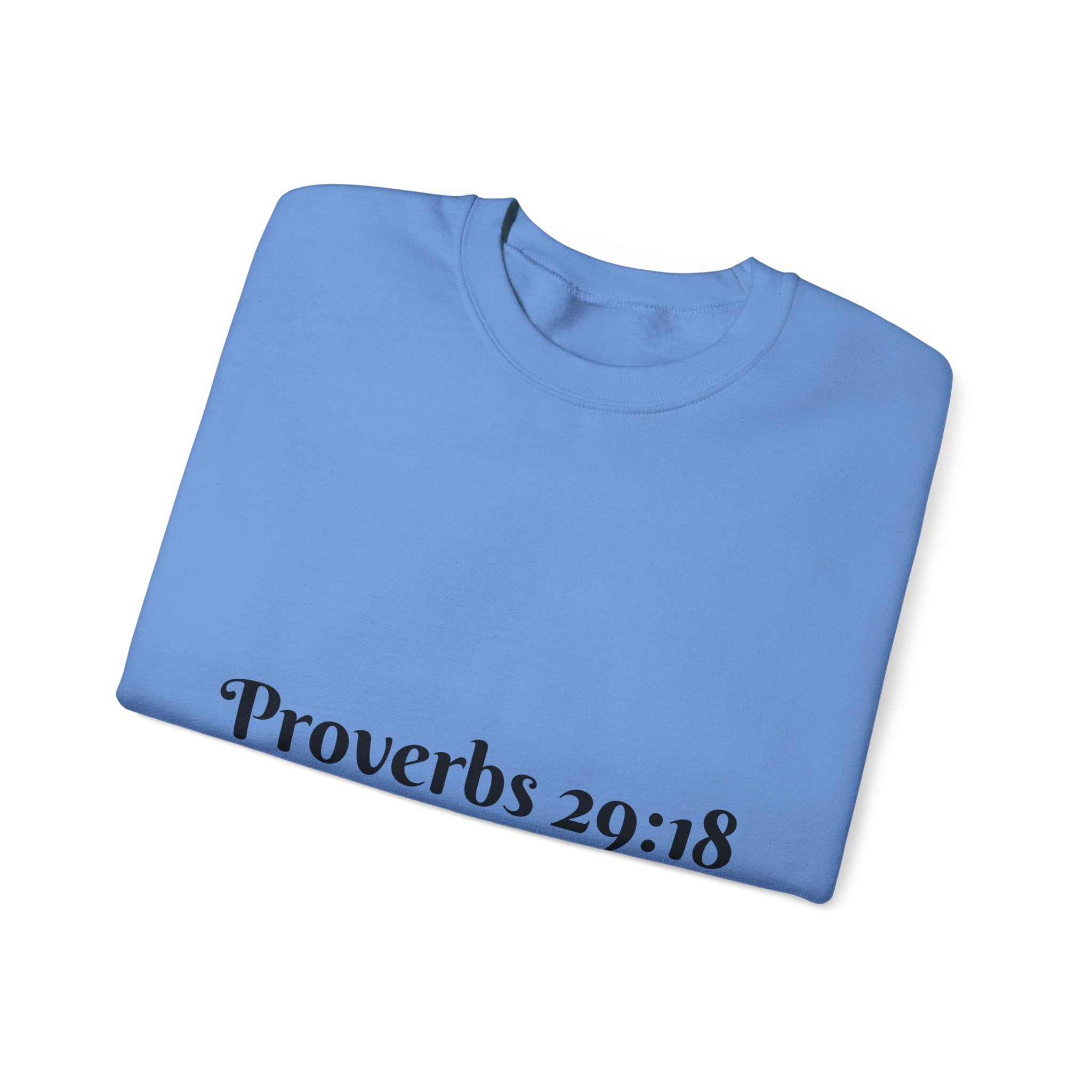 "Proverbs 29:18 unisex sweatshirt in Carolina blue by Vision Roots"