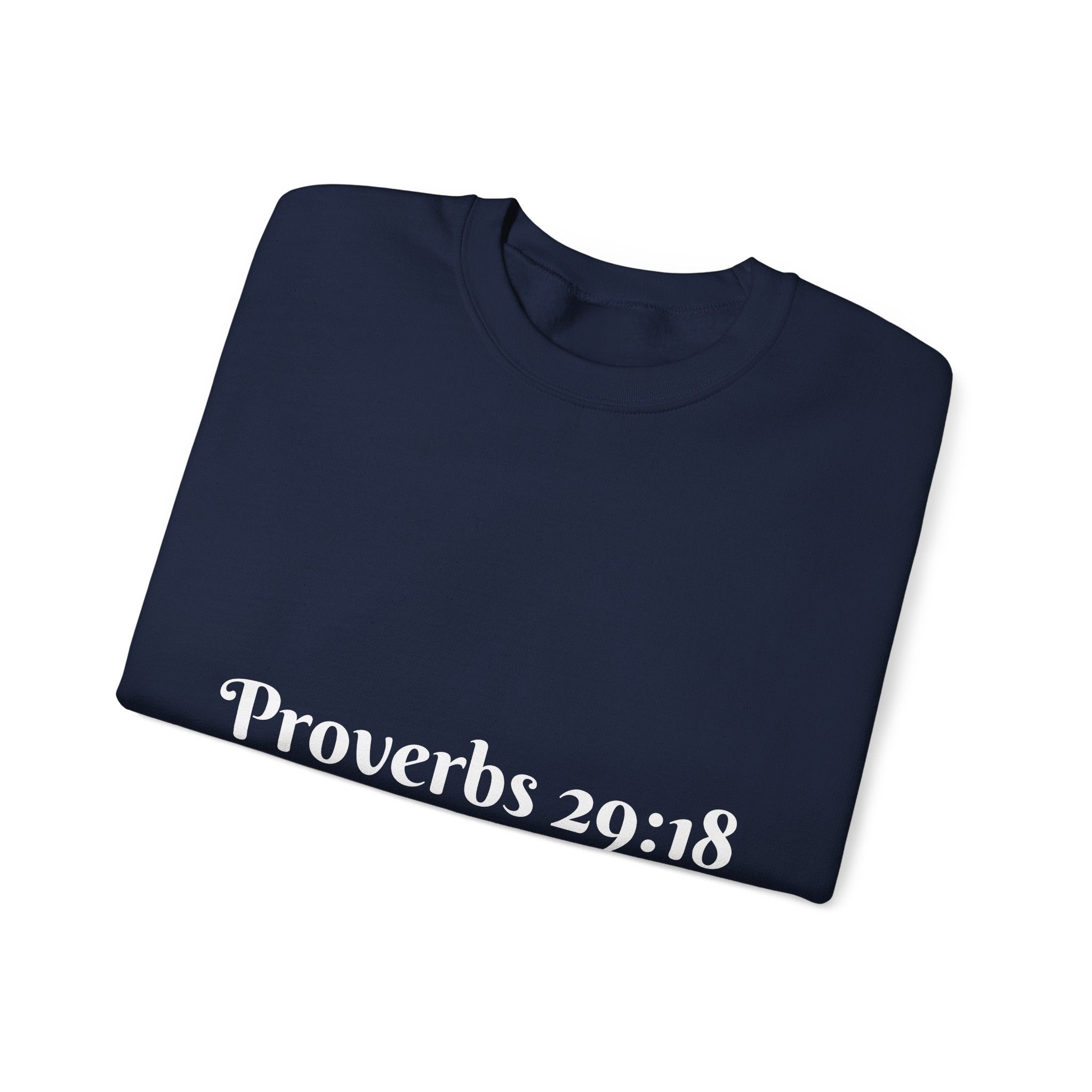 "Proverbs 29:18 unisex sweatshirt in Navy blue by Vision Roots"