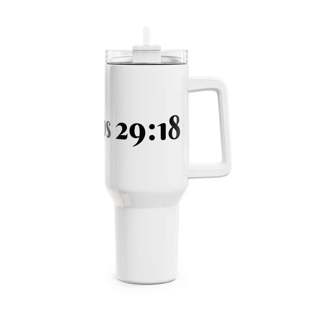 "Vision Roots 40oz faith tumbler — insulated."