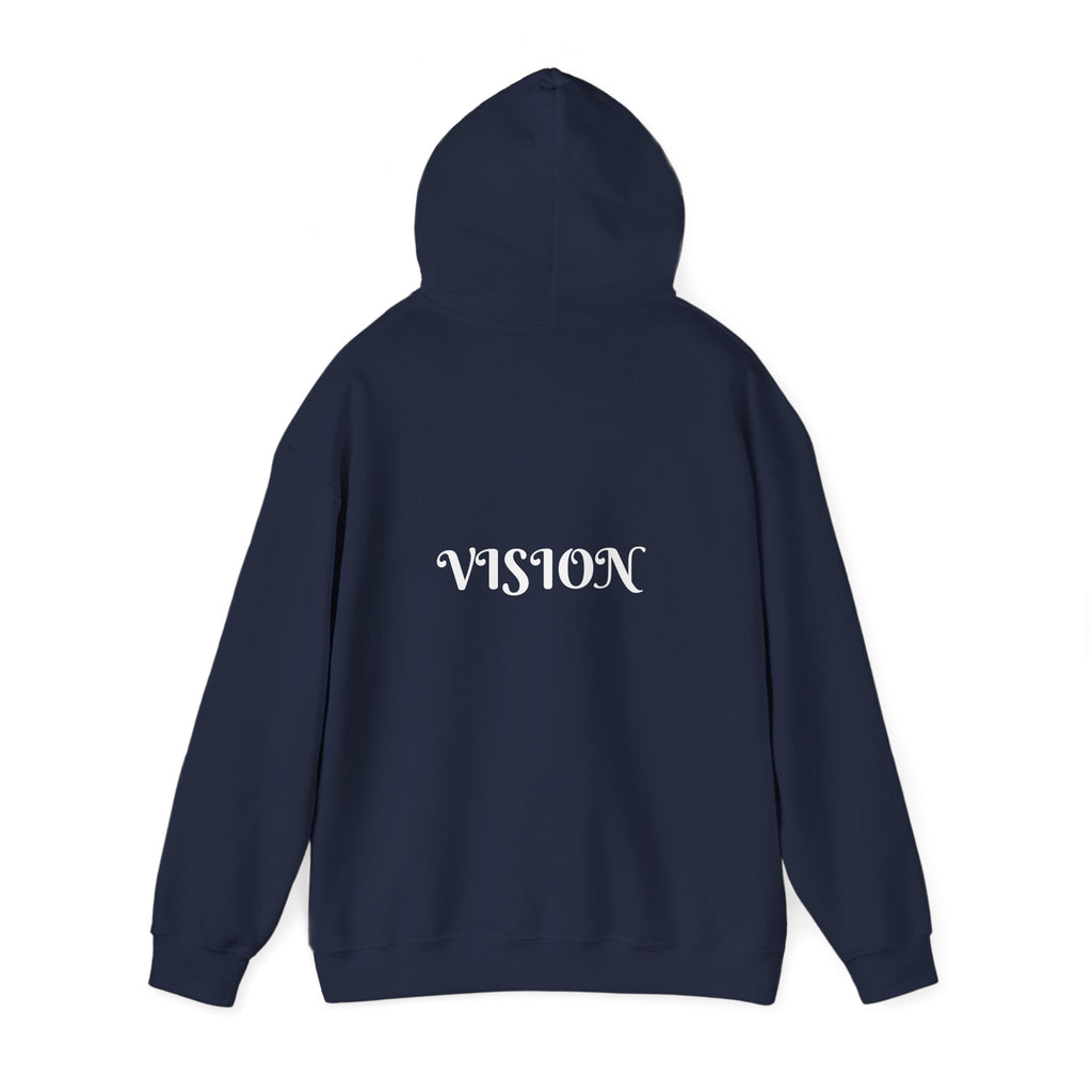 Vision Roots faith hoodie in Dark Blue — Proverbs 29:18 unisex hoodie