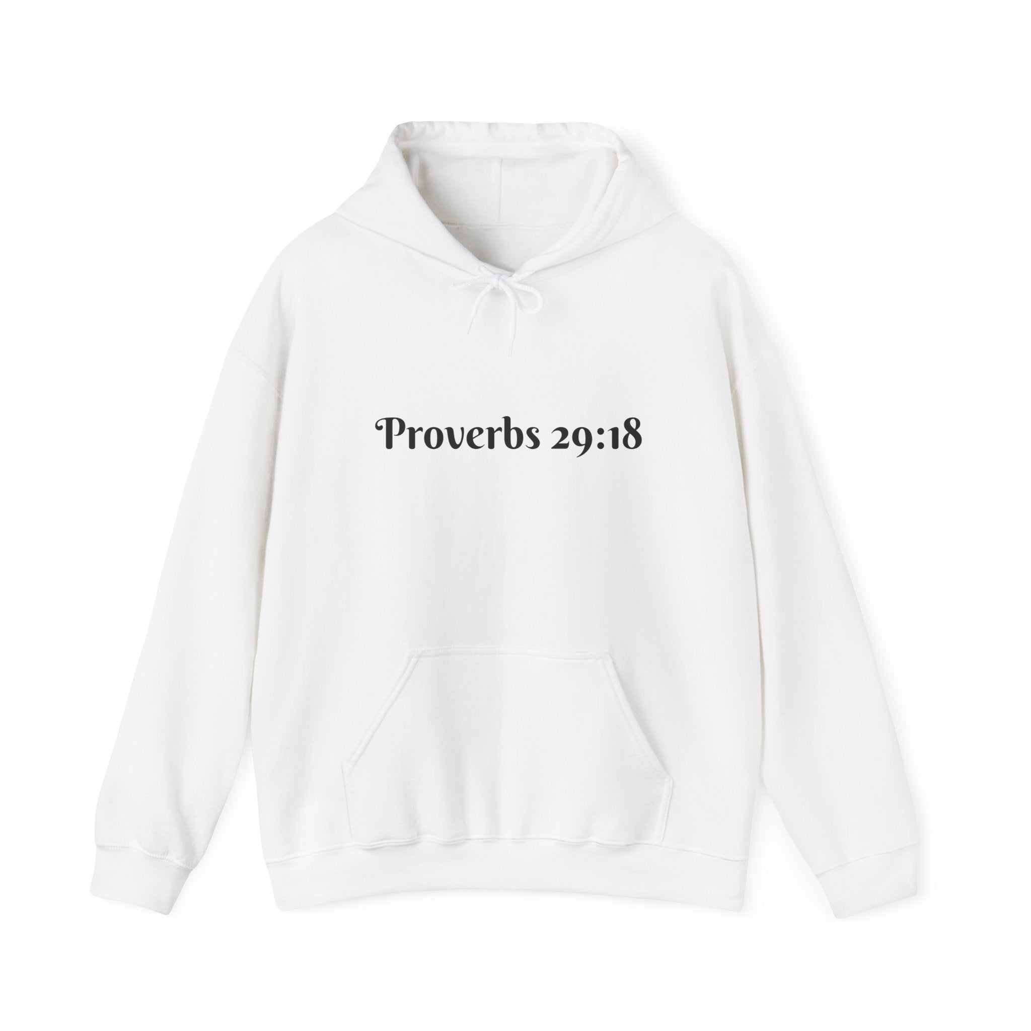 Vision Roots faith hoodie in White — Proverbs 29:18 unisex hoodie