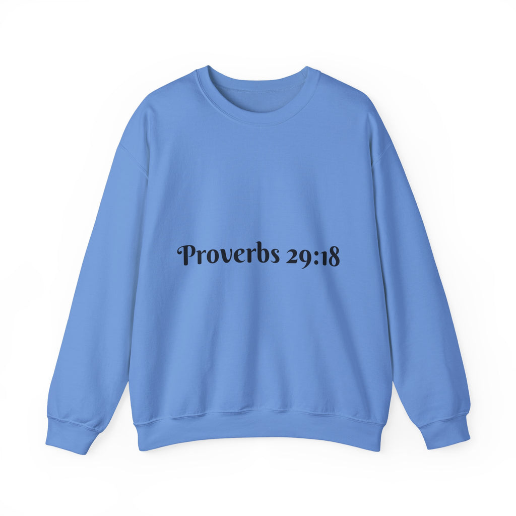 "Proverbs 29:18 unisex sweatshirt in Carolina blue by Vision Roots"