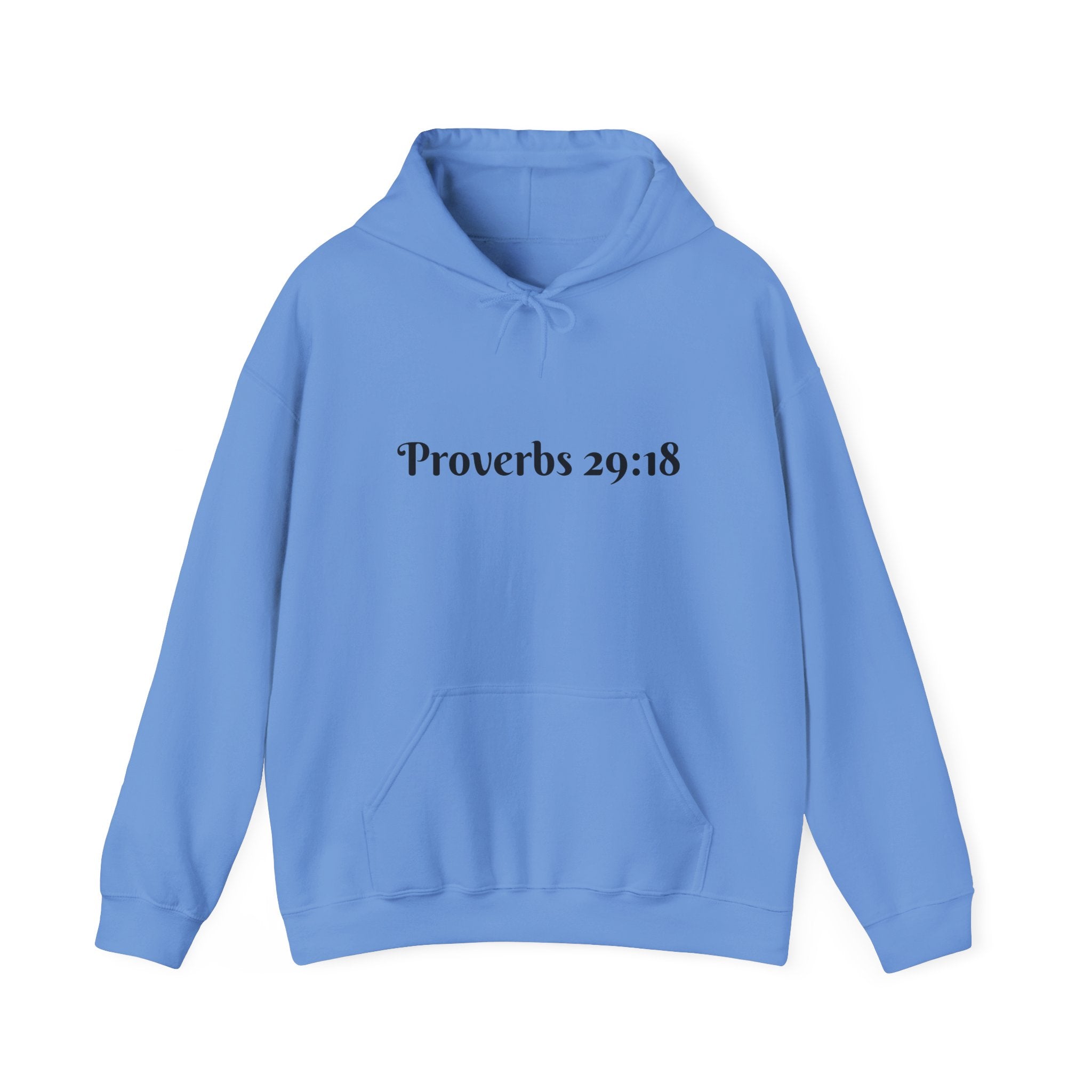 Vision Roots faith hoodie in Blue — Proverbs 29:18 unisex hoodie