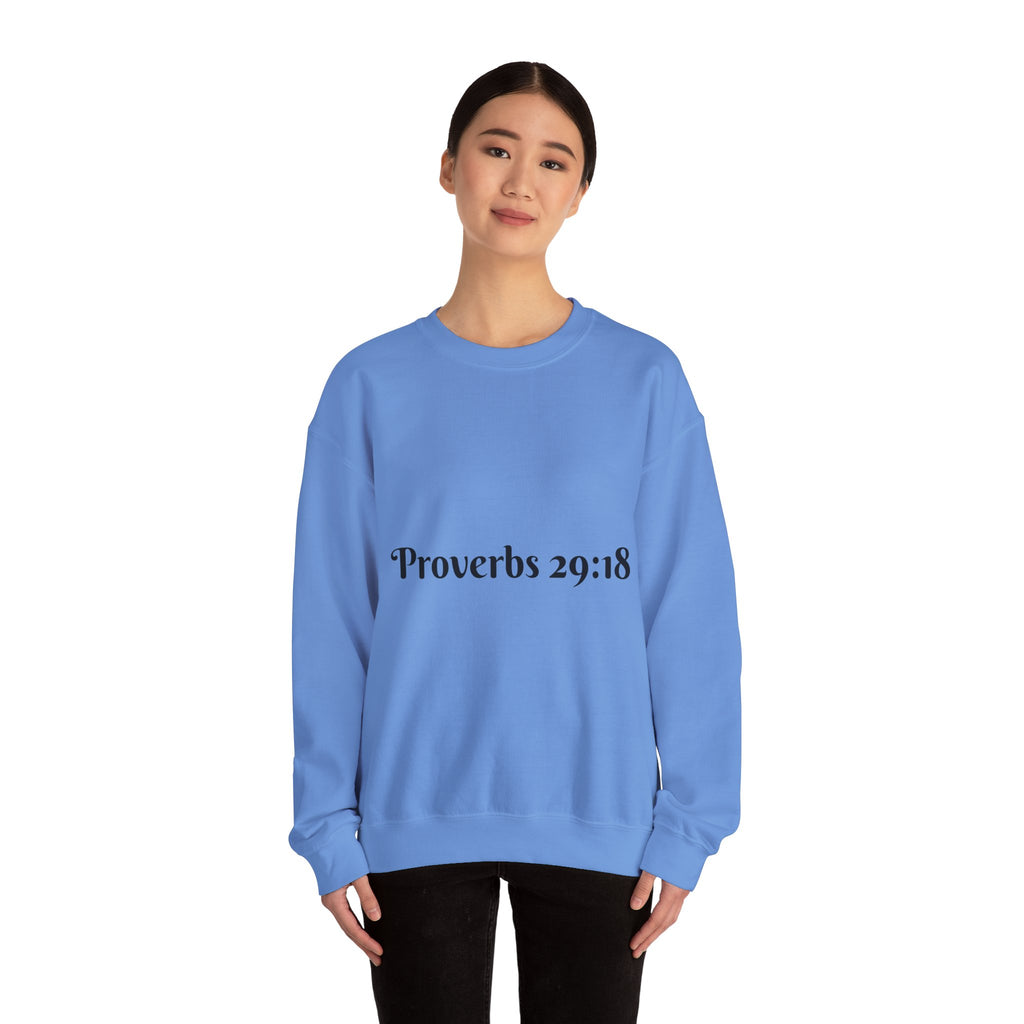 "Proverbs 29:18 unisex sweatshirt in Carolina blue by Vision Roots"