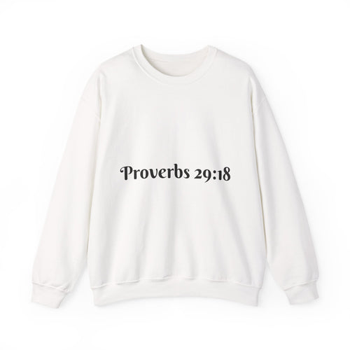 "Proverbs 29:18 unisex sweatshirt in White by Vision Roots"