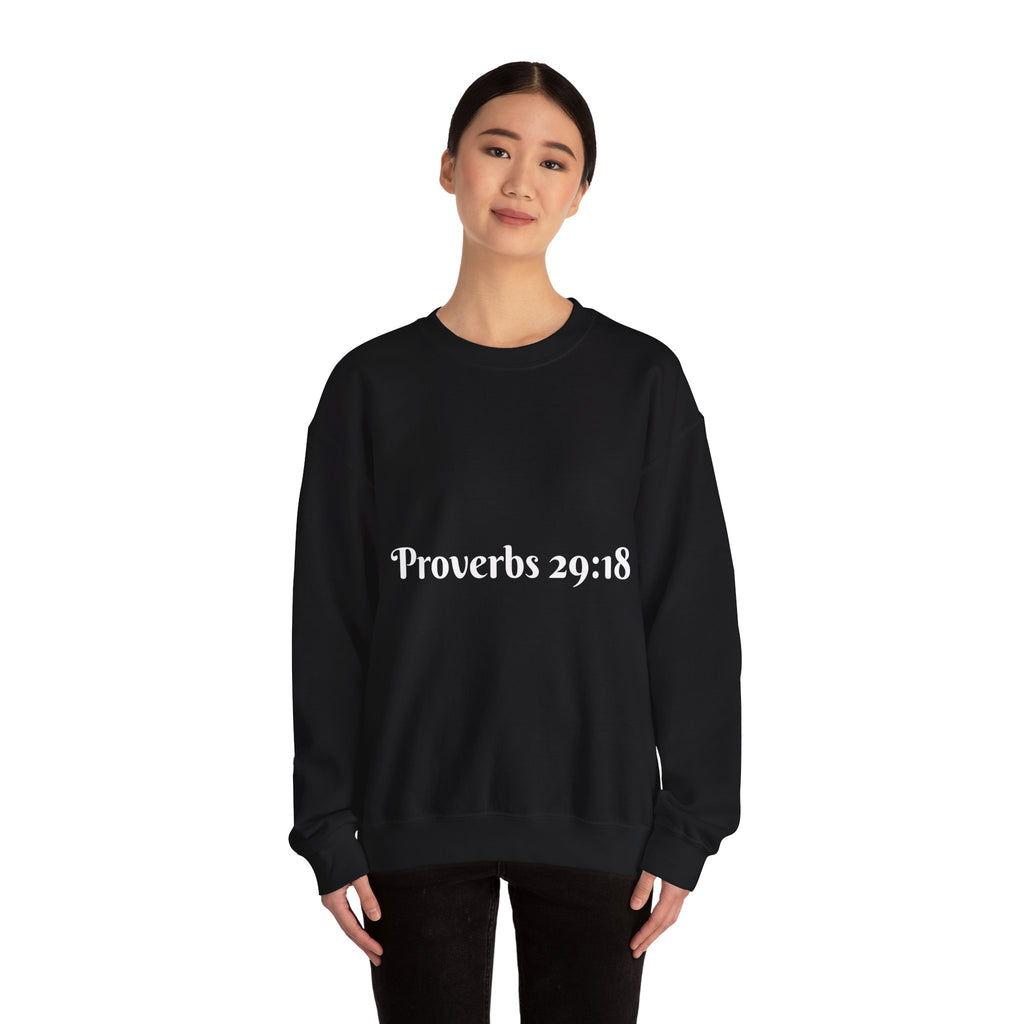 "Proverbs 29:18 unisex sweatshirt in Black by Vision Roots"