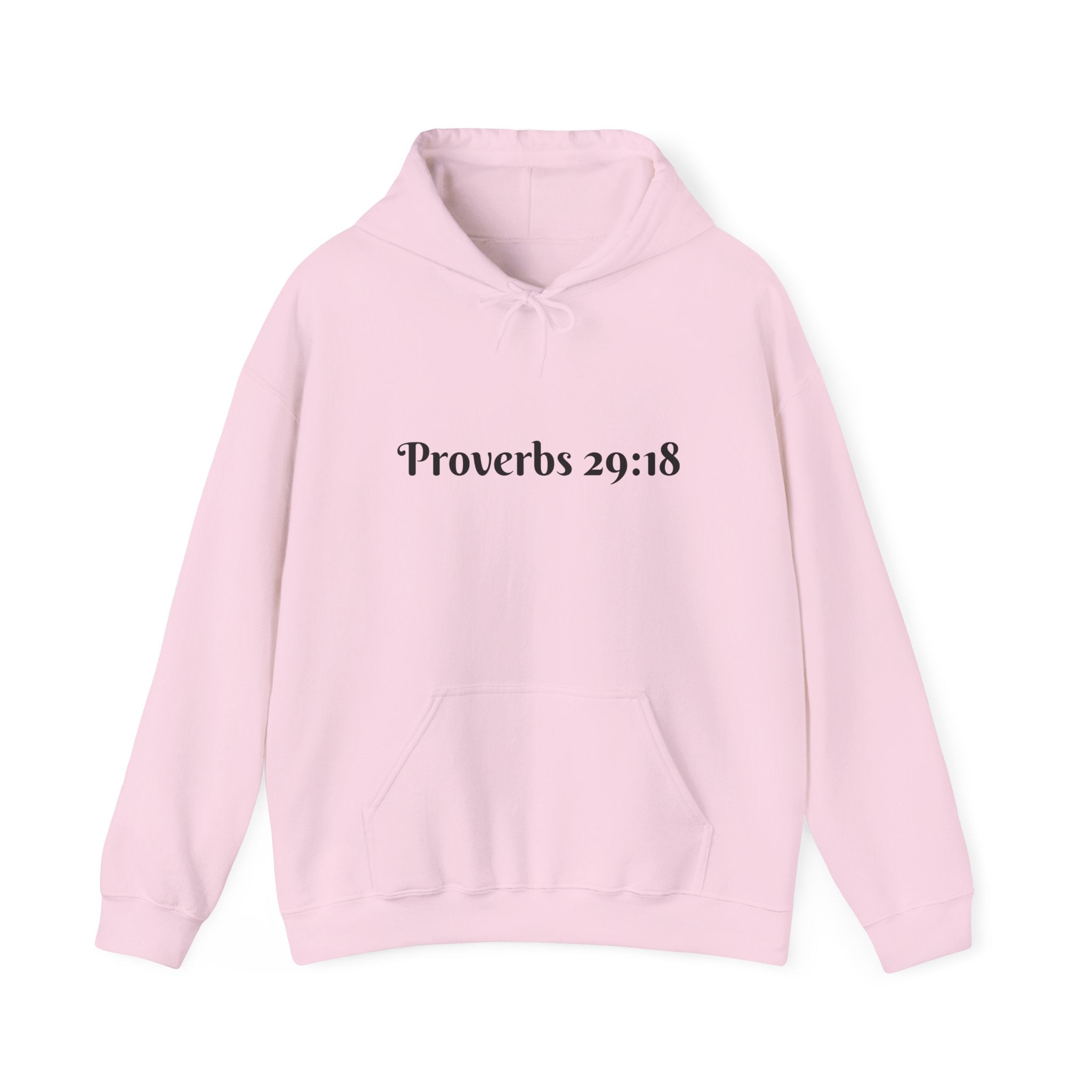 Vision Roots faith hoodie in Pink — Proverbs 29:18 unisex hoodie