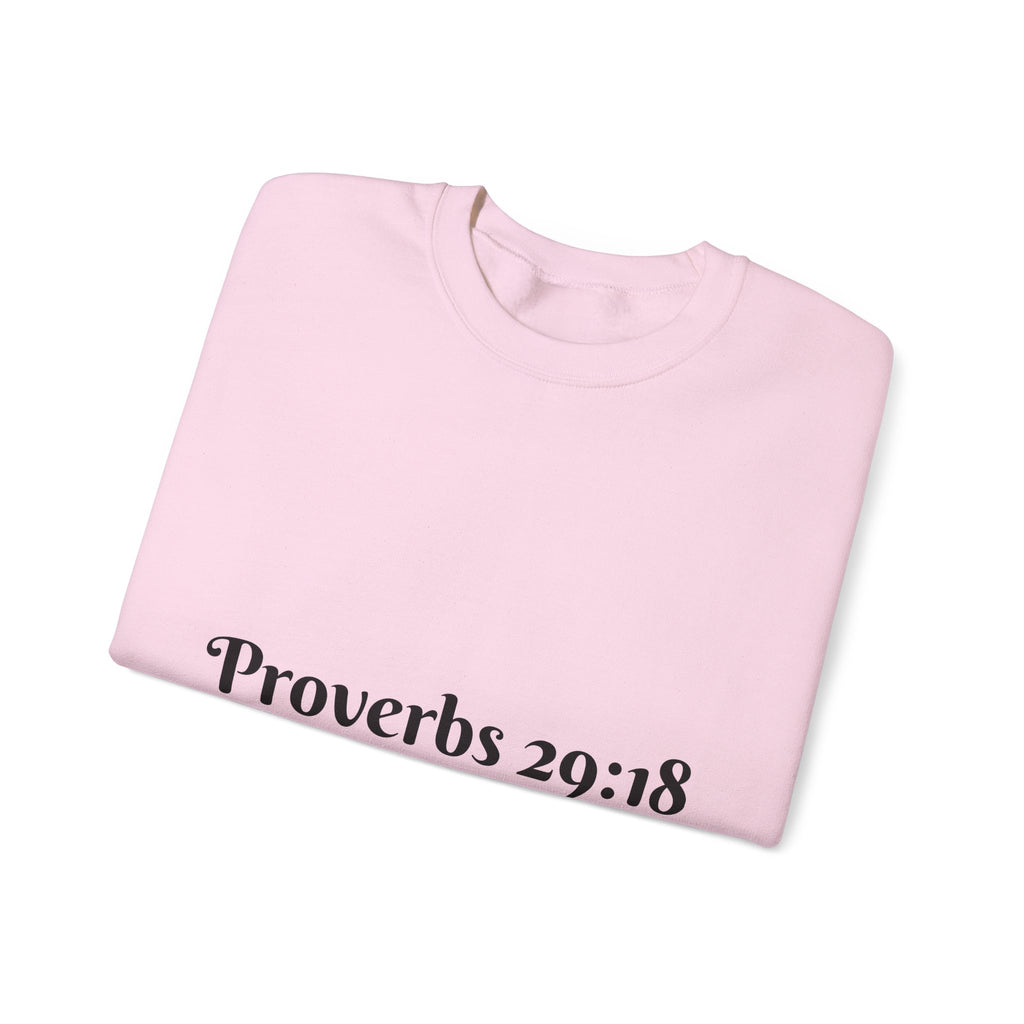 "Proverbs 29:18 unisex sweatshirt in Pink by Vision Roots"