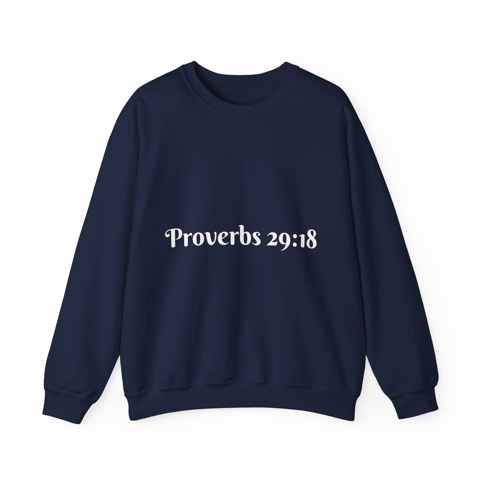 "Proverbs 29:18 unisex sweatshirt in Navy Blue by Vision Roots"