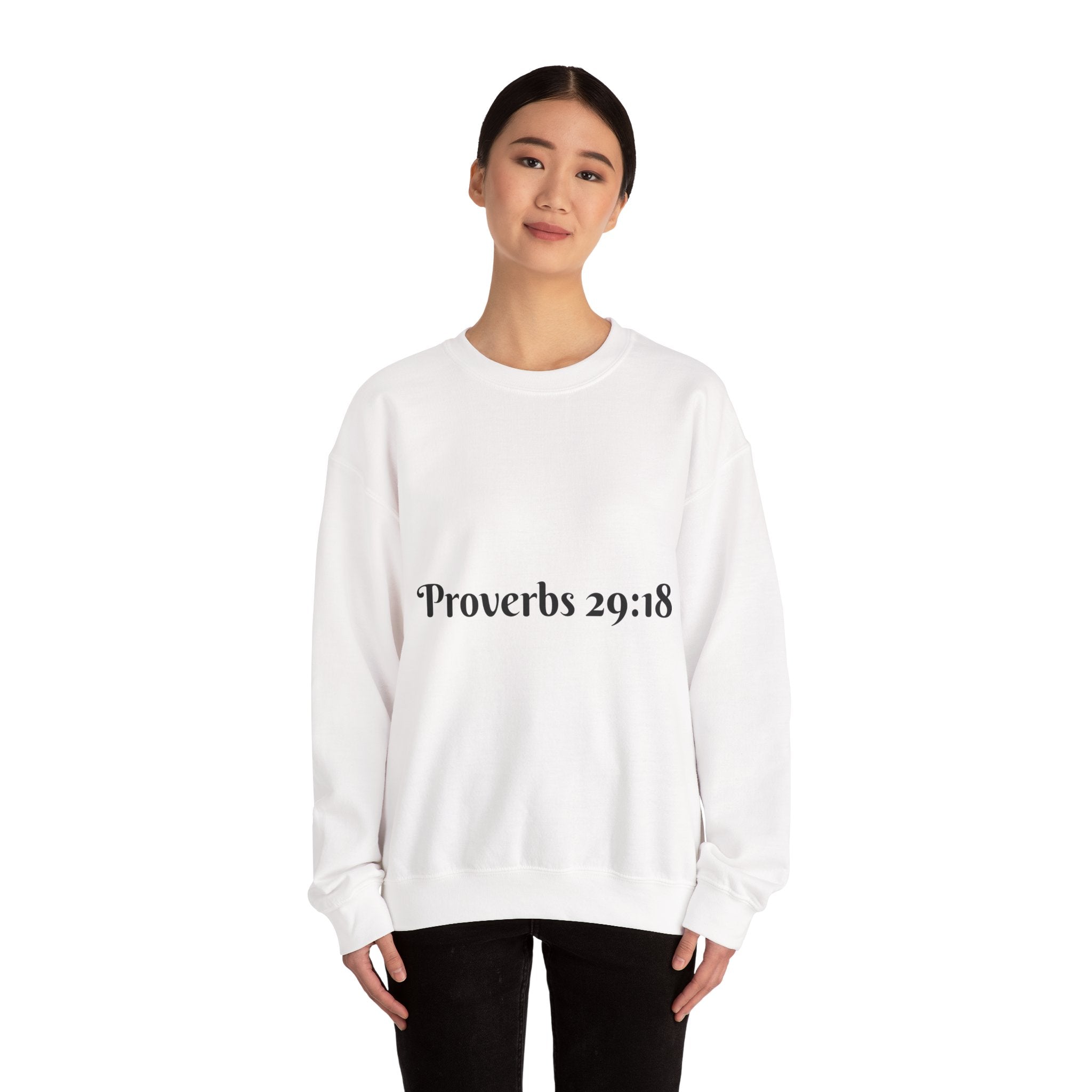 "Proverbs 29:18 unisex sweatshirt in White by Vision Roots"