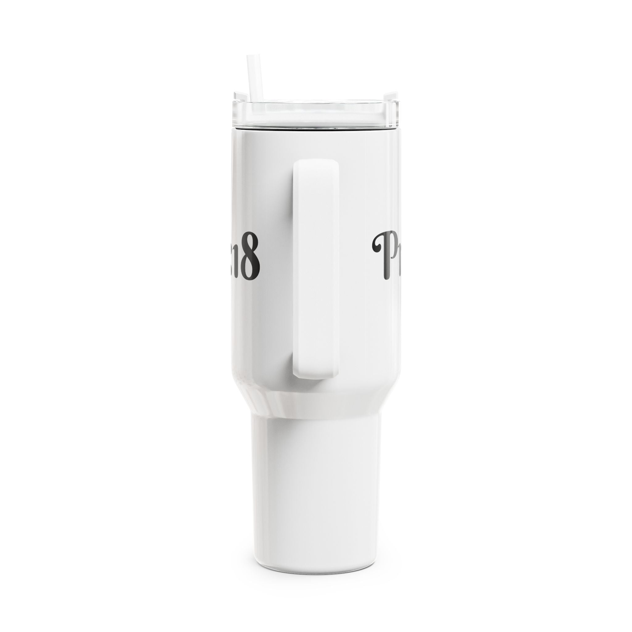 "Vision Roots 40oz faith tumbler — insulated."
