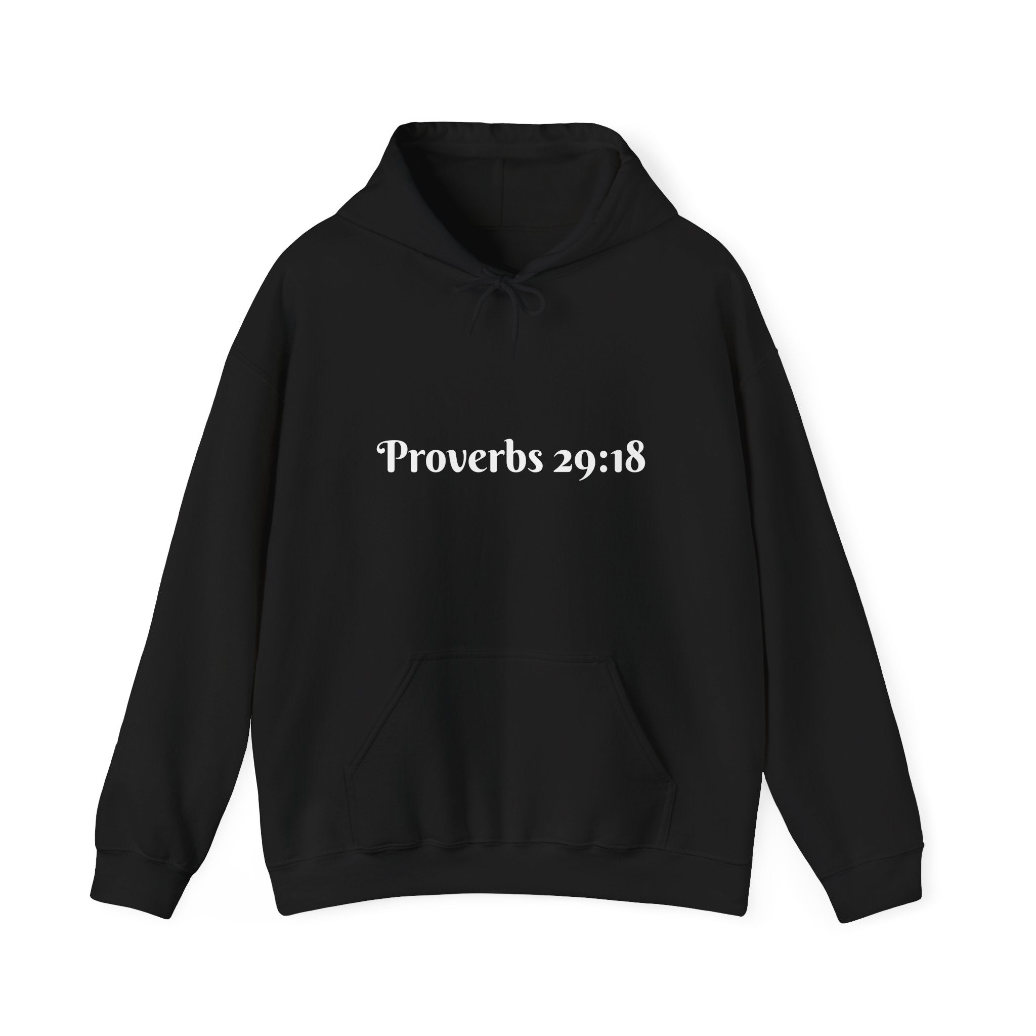 Vision Roots faith hoodie in Black — Proverbs 29:18 unisex hoodie