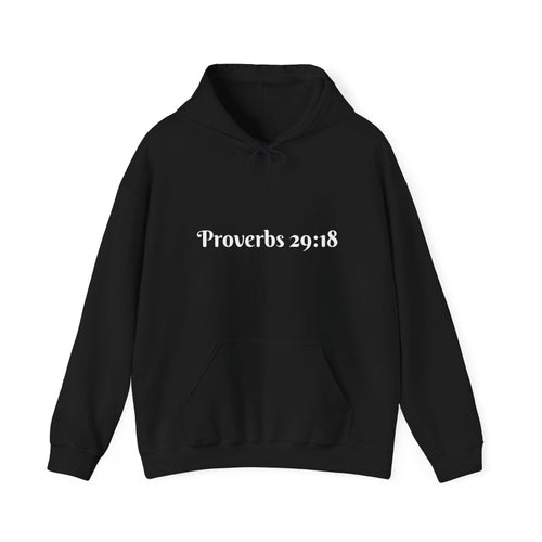Vision Roots faith hoodie in Black — Proverbs 29:18 unisex hoodie