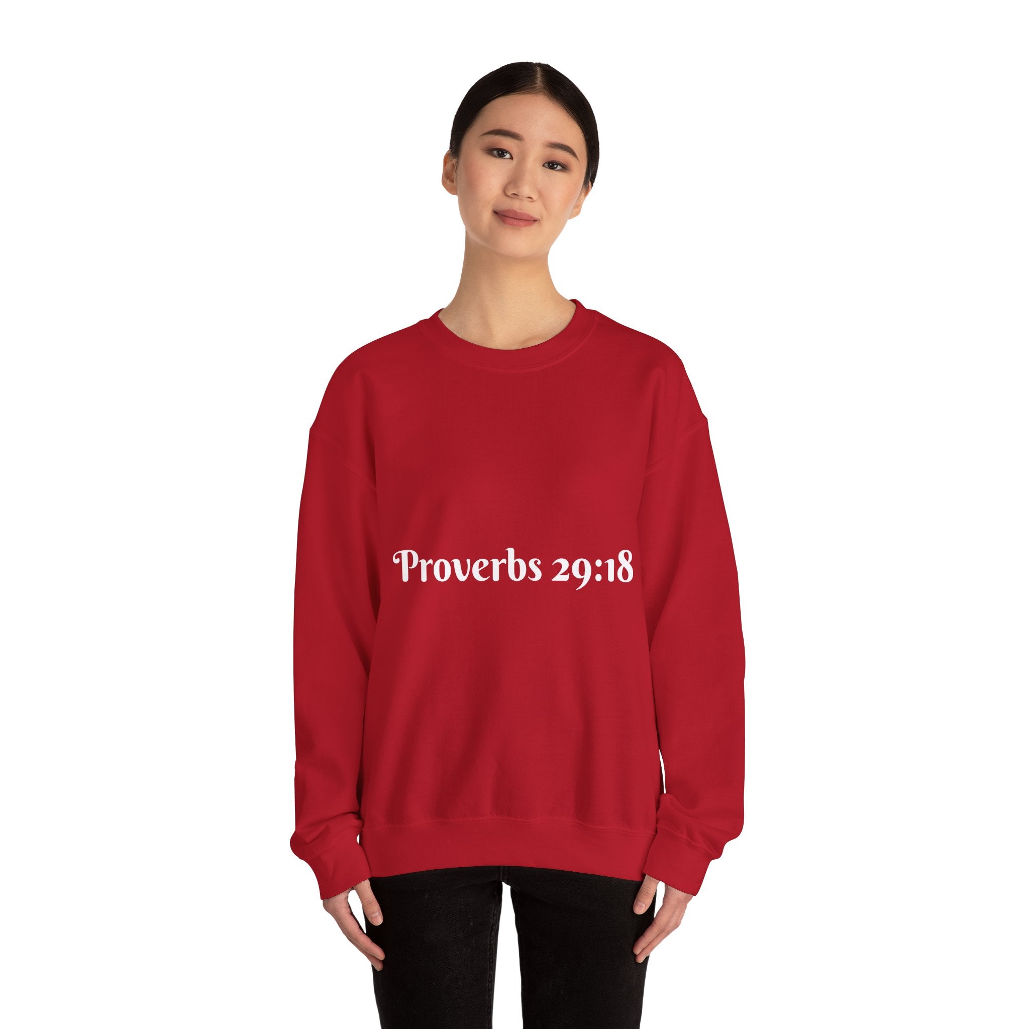"Proverbs 29:18 unisex sweatshirt in Red by Vision Roots"