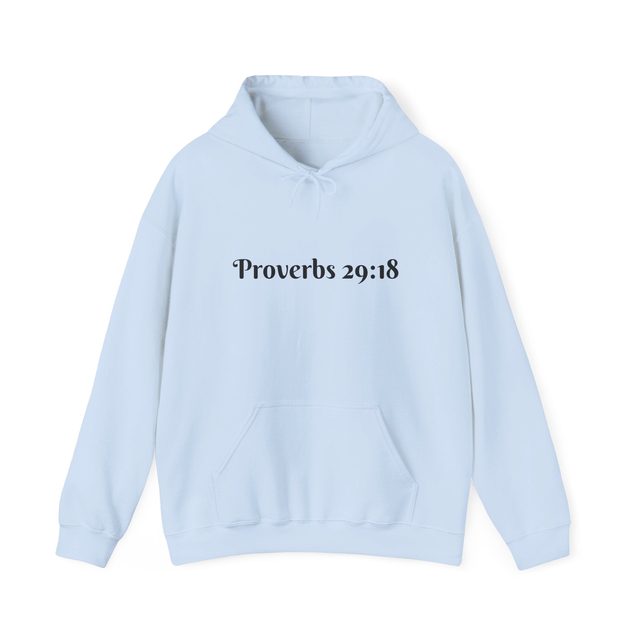 Vision Roots faith hoodie in Light blue — Proverbs 29:18 unisex hoodie
