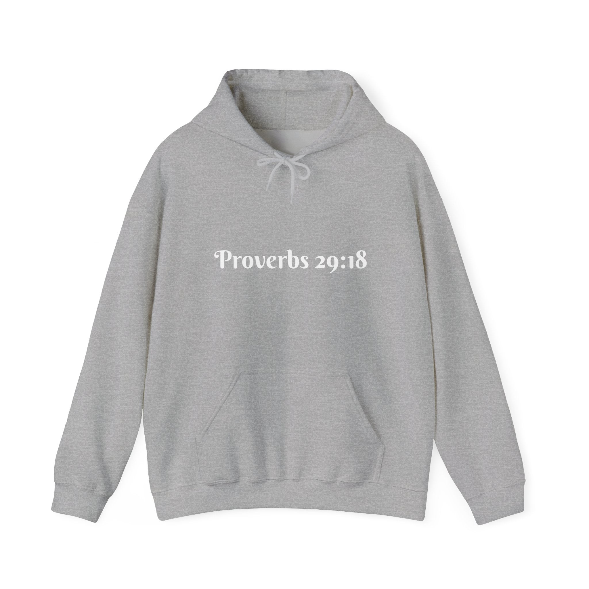 Vision Roots faith hoodie in Grey — Proverbs 29:18 unisex hoodie