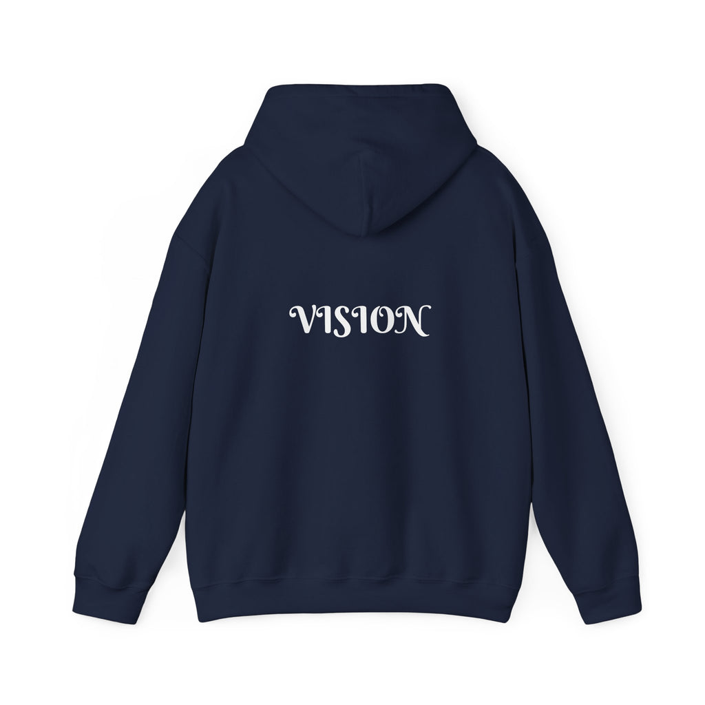 Vision Roots faith hoodie in Dark Blue — Proverbs 29:18 unisex hoodie