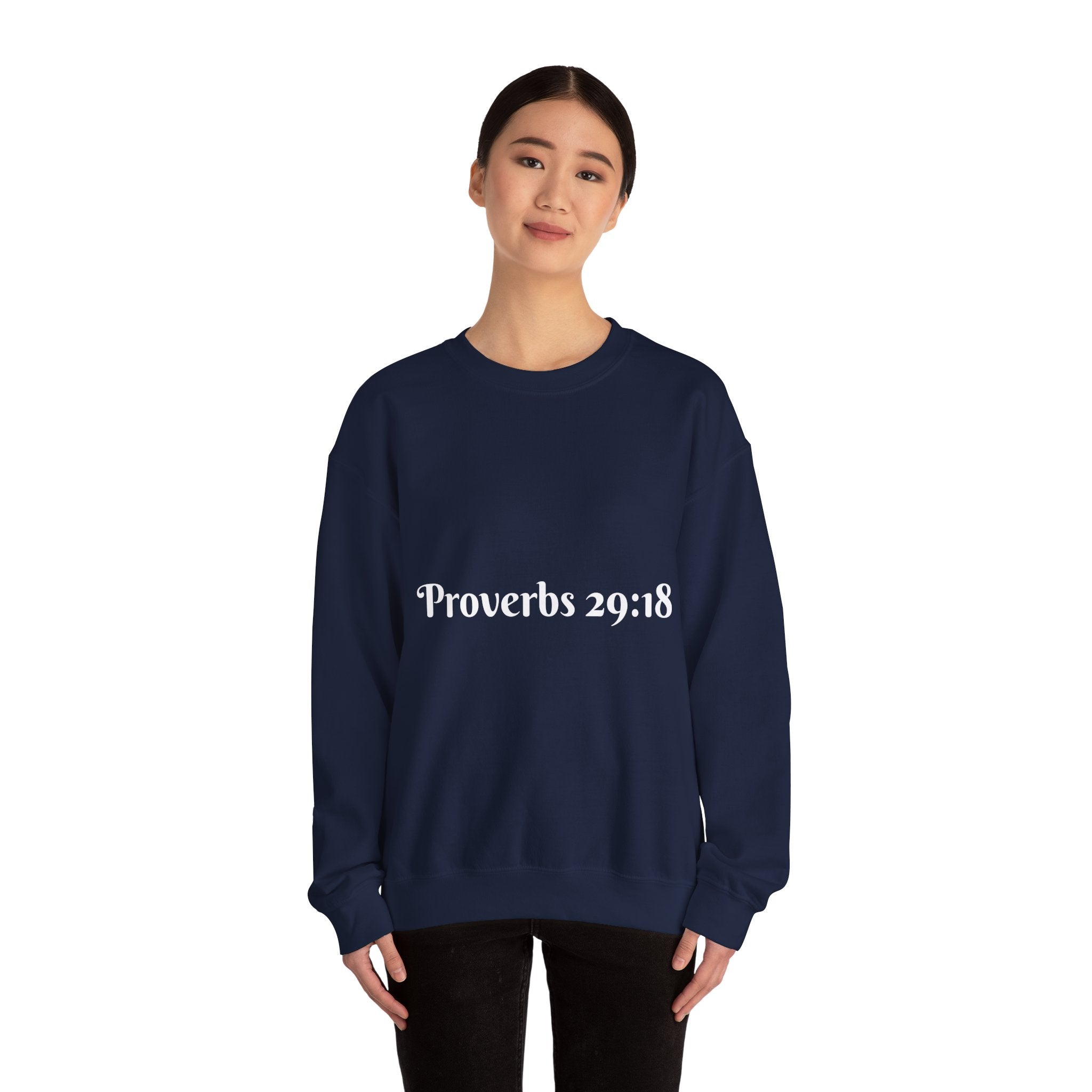 "Proverbs 29:18 unisex sweatshirt in Navy blue by Vision Roots"
